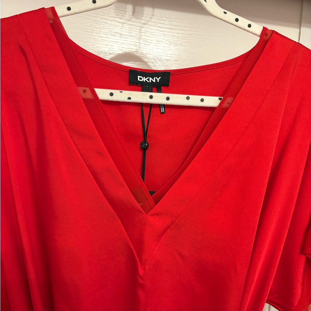 DKNY Red V-Neck Dress